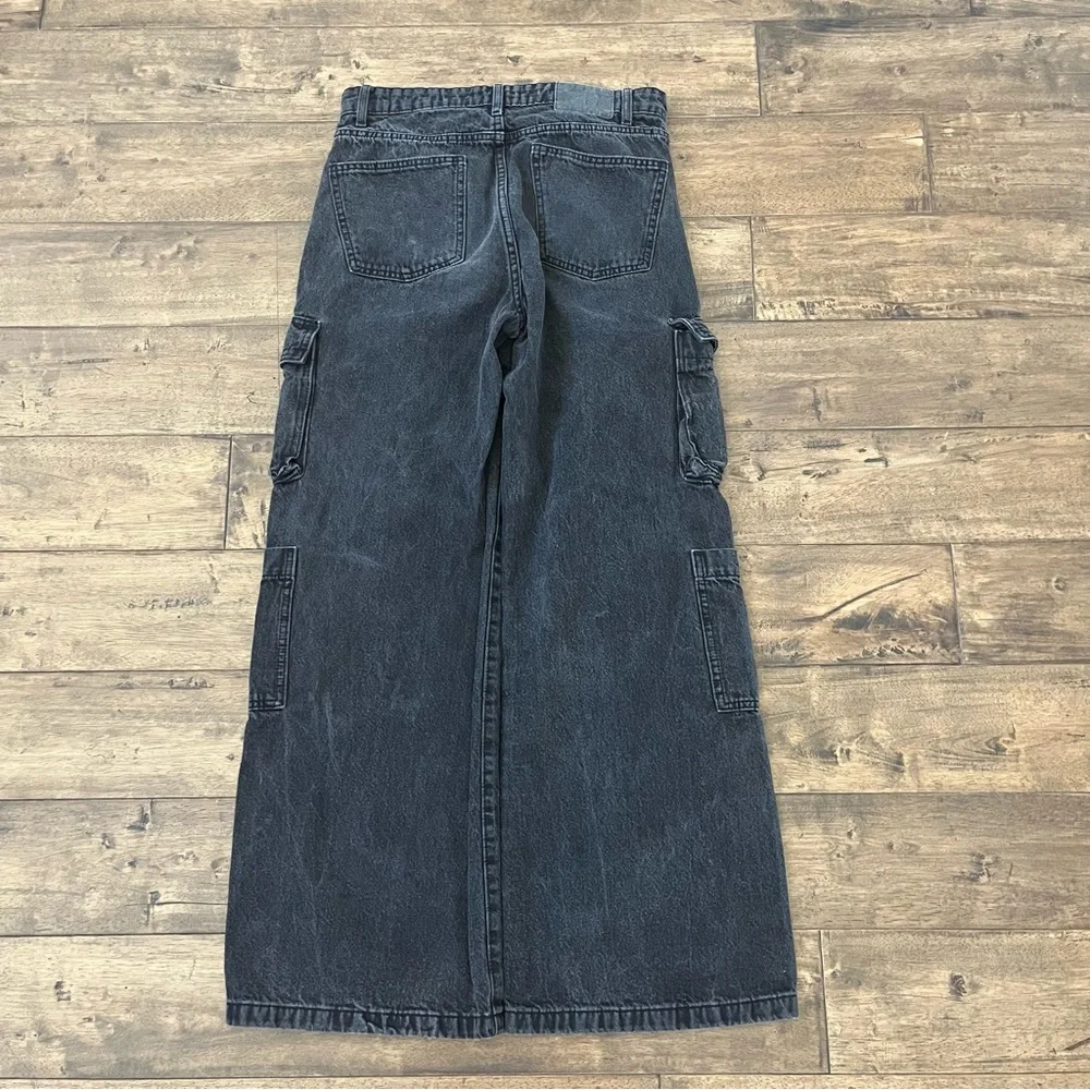 Baggy Cotton-On Black Wide Leg Woman Cargo Jeans - Picture 3 of 5